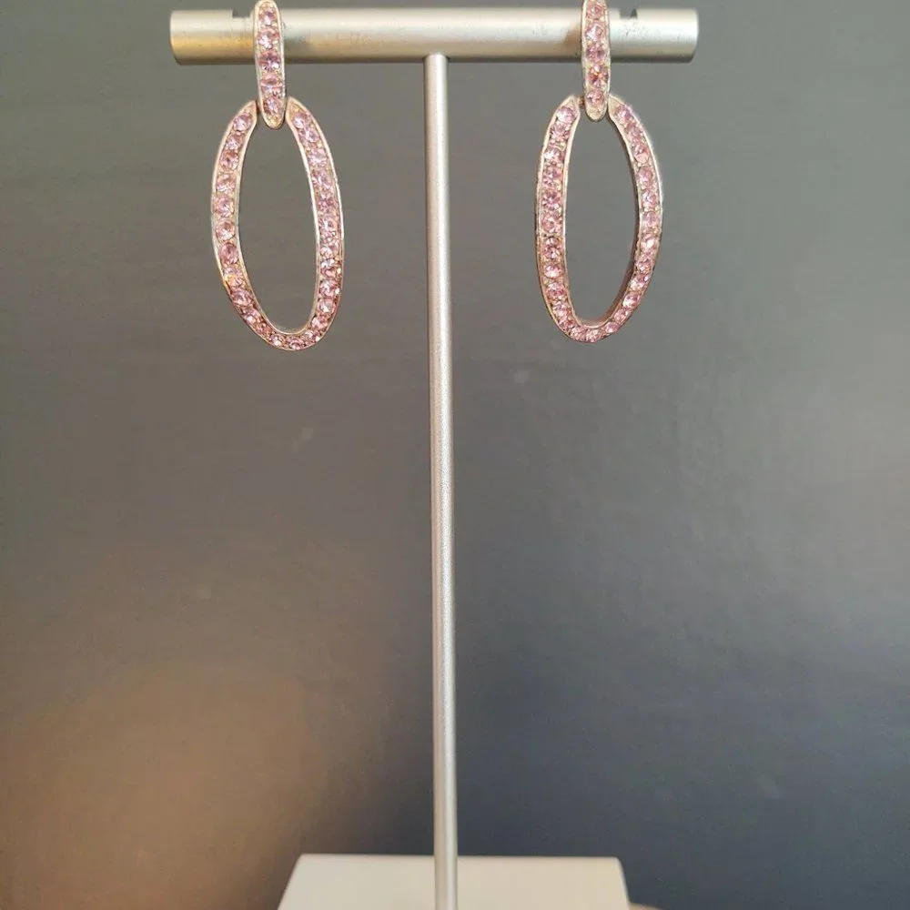 Monet pink crystal door knocker earrings